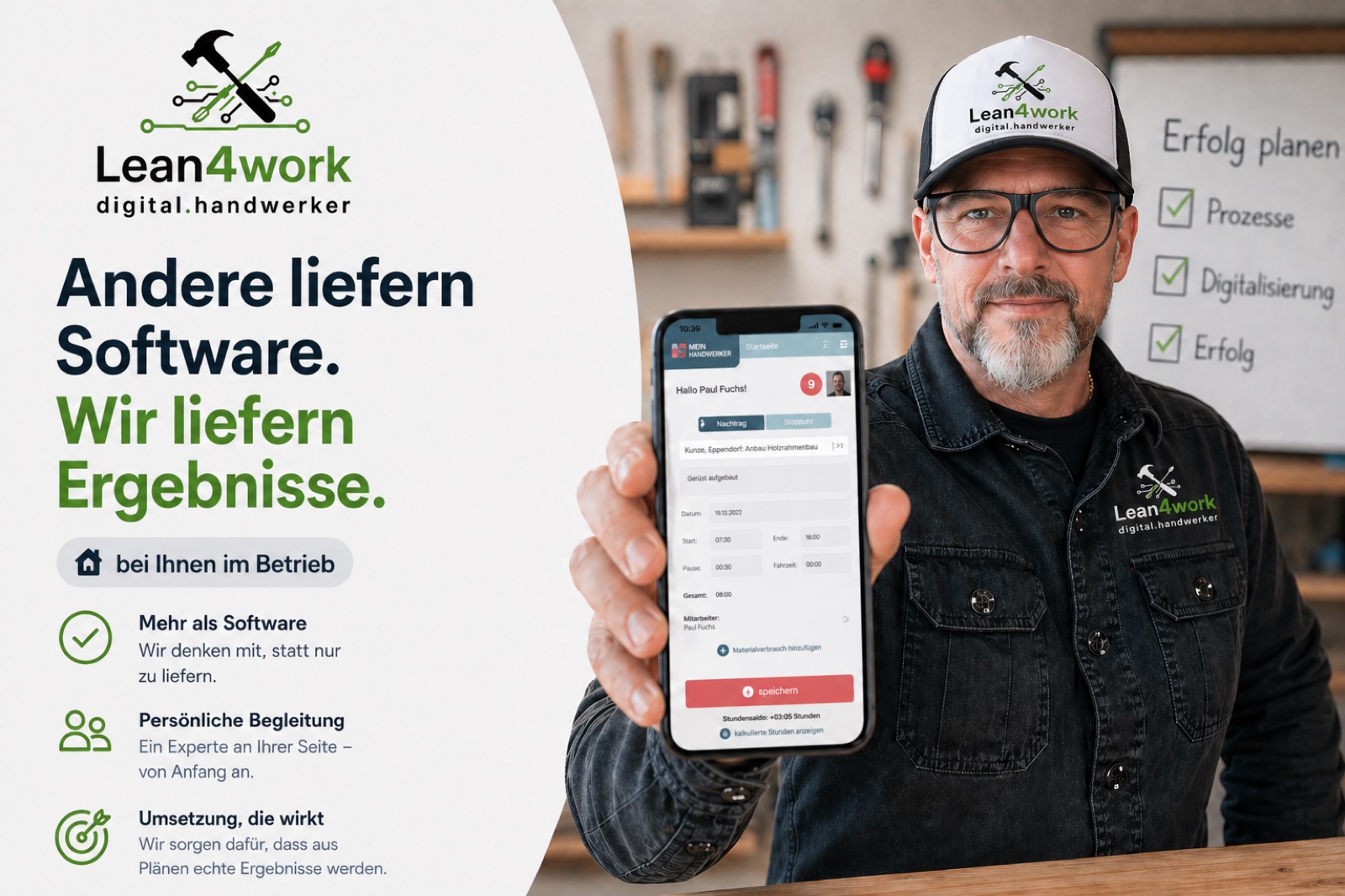 Andreas Schick zeigt die MeinHandwerker-App und digitale Umsetzung im Handwerk